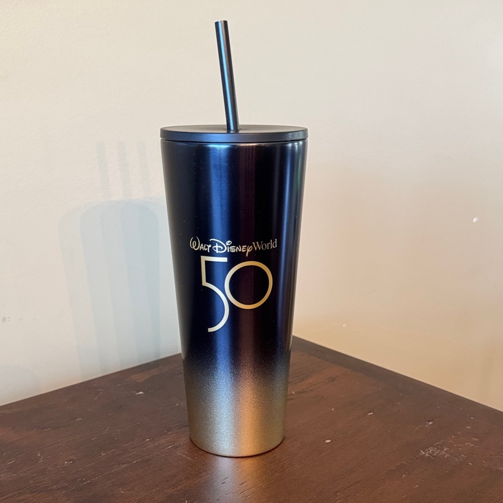 Walt Disney World 50th Anniversary Black and Gold Gradient Tumbler